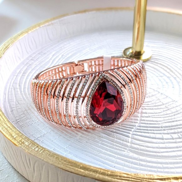 Rose Gold Plated Red Crystal Opulence Bracelet - Picture 2 of 6